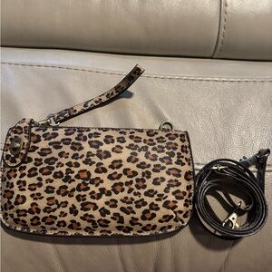 Joy Susan Leopard Women's wristlet with detachable wristlet and crossbody strap